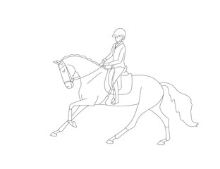 Beautiful horse and rider, a blank for coloring