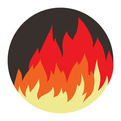 Vector drawing of a stylized flame in a circle.