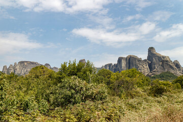 Meteors - a massif of sandstone and conglomerate rocks in central Greece at the northwestern end of...