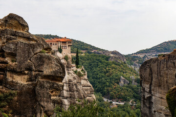 Meteors - a massif of sandstone and conglomerate rocks in central Greece at the northwestern end of...