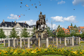 Christian V statue in Kongens Nytorv (King's New Square) in Copenhagen, Denmark