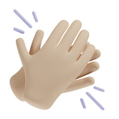 Cartoon character hands clapping or applause with loud noise. 3d illustration.