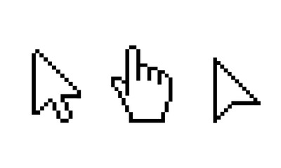 set of arrow cursor and hand cursor on the white background