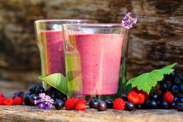 Smoothie from Japanese grapes and aronia berries