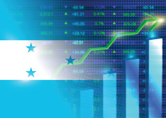Economic growth in Honduras.Honduras's stock market.Honduras flag with charts,growth arrow