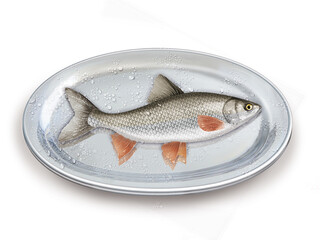 chevasne , poisson, plateau, pêche, aliment, frais, fruits de mer, mer, animal, ailette, sain, queue, fond blanc, argent, attraper, repas, cuisiner, plat, viande, fraîcheur