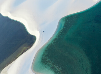 aerial view of the white sand dunes of Lencois Maranhenses - Powered by Adobe
