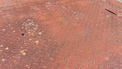 古い錆びた縞鋼板のテクスチャ