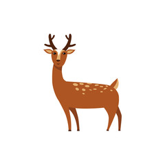 Baby deer. Fawn. Cute baby animal. Vector Hand Drawn kids cartoon character. Nursery art background. Isolated. Childish illustration.