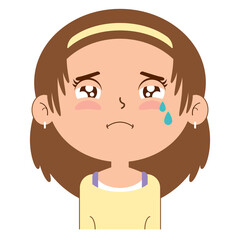 girl crying face cartoon cute