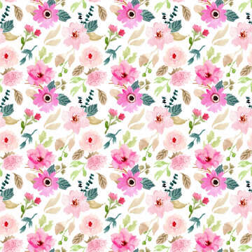 blossom pink floral watercolor seamless pattern