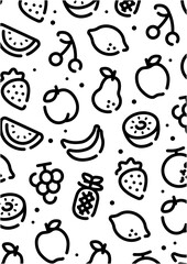 Fruits icon pattern background for graphic design.A-size vertical.