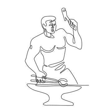 recommend clip art: Blacksmith Hammer Continuous Line