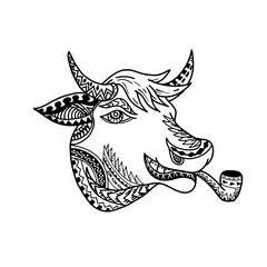 Cow Head Tribal Tattoo