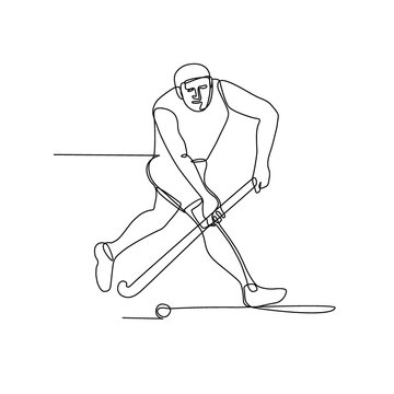recommend clip art: Field Hockey Player Continuous Line