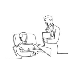 Hospital Patient and Doctor Continuous Line