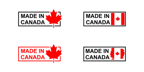 Obraz na płótnie Canvas set of made in the canada labels, made in the canada logo, canada flag , canada product emblem, Vector illustration