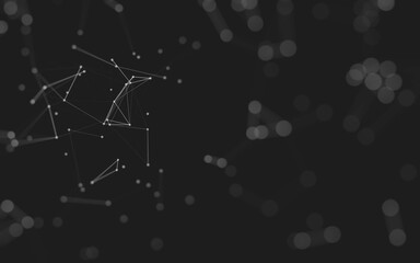 Abstract background. Molecules technology with polygonal shapes, connecting dots and lines. Connection structure. Big data visualization.
