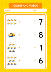 Fototapeta na wymiar Count and match game with chalkboard eraser. worksheet for preschool kids, kids activity sheet