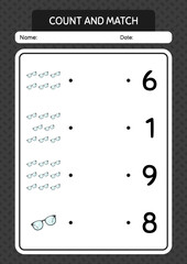 Count and match game with glasses. worksheet for preschool kids, kids activity sheet