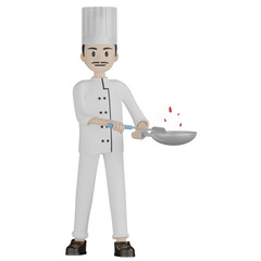 3d chef with tray