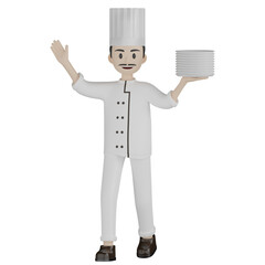 3d chef with tray