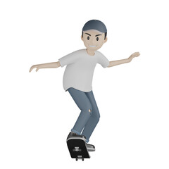 Fototapeta na wymiar 3d man with skateboard