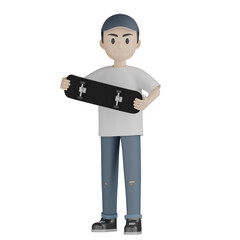 3d man with skateboard