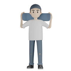 3d man with skateboard