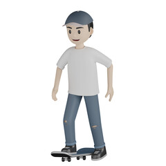 3d man with skateboard