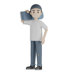 3d man with skateboard
