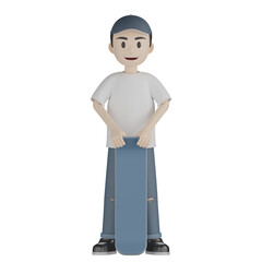 3d man with skateboard