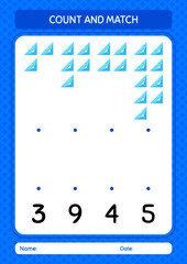 Count and match game with triangle ruler. worksheet for preschool kids, kids activity sheet