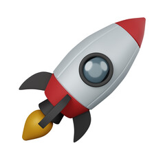 3d rendering rocket or startup isolated useful for business, company and finance design illustration