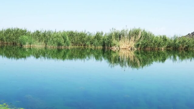 View of Karasu Marshes in Igdir. 4K footage in Turkey