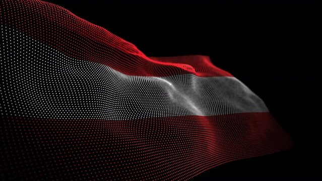 Seamless looping animated digital flag of Austria overlay rendered of points in 4K resolution including luma matte