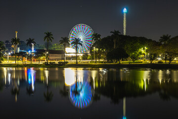 night view of ferris wheel at Pampulha lagoon in Belo Horizonte city, Minas Gerais, Brazil © izaias Souza