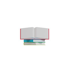 3d stack of books isolated