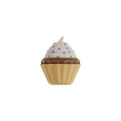 3d cupcake with cream and strawberry