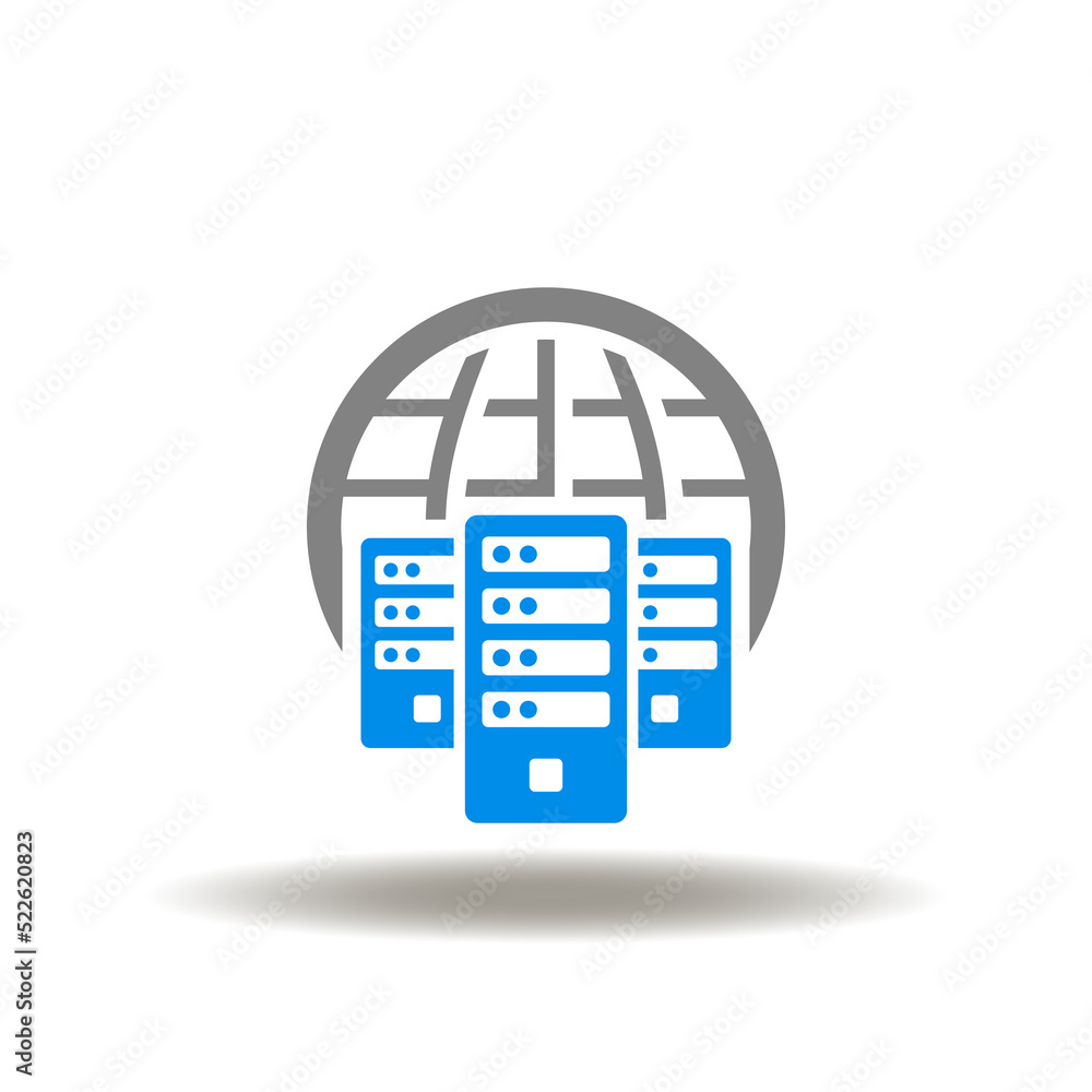 Aufkleber vector illustration of earth planet with server. icon of database. symbol of data center network.