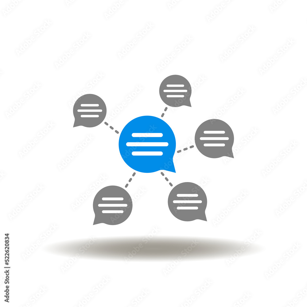 Poster vector illustration of speech bubbles network or flowchart. icon of connection, communication. symbo