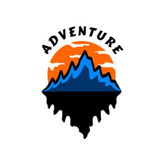 Illustration of mountain, outdoor adventure. Vector graphics for t shirts and other uses. nature icon logo