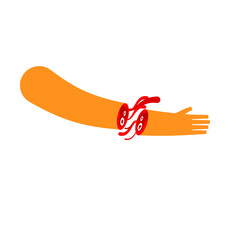 The arm amputation injury  illustration on isolated backgroound.