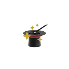 3d magic hat and wand
