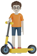 3d child with a scooter