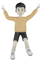 3d boy in a shirt with laptop