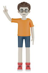 man in orange clothes with glasses