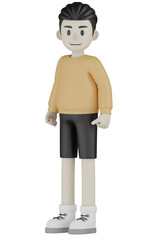 3d boy in a shirt with laptop