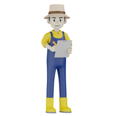 3d farmer with cleaner