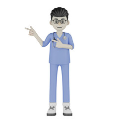 3d doctor with blue uniform